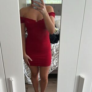Windsor red off the shoulder dress